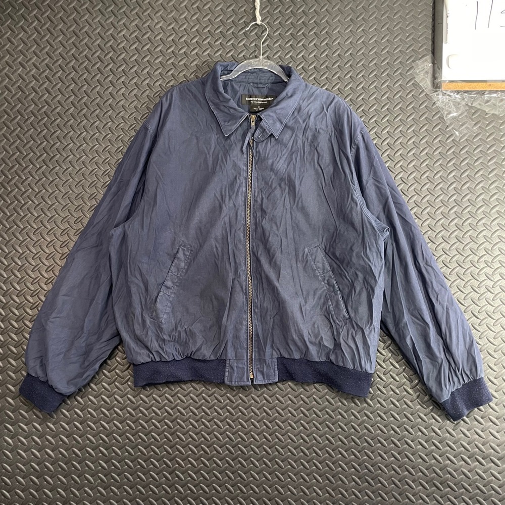 Vintage Impermeable by Waterproof Navy Blue Full Zip Up Bomber Jacket Men's SXL
